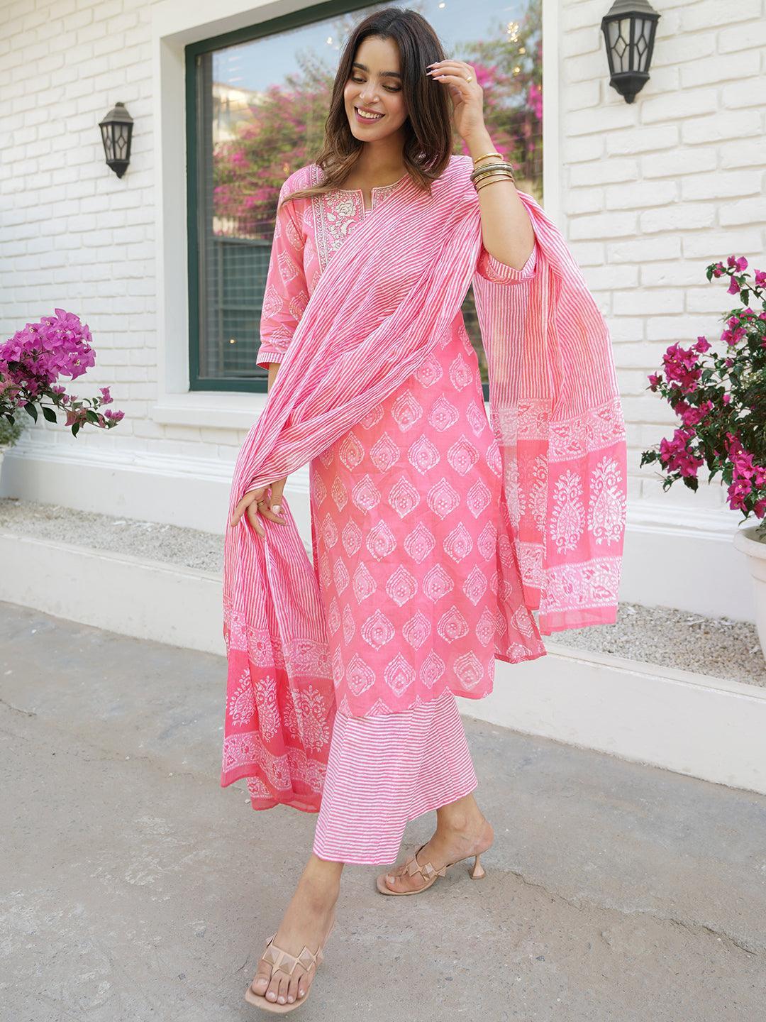 Cotton Straight Suit Silai